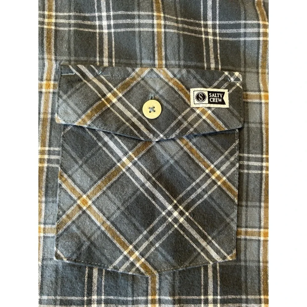 NWT Salty Crew Blue Plaid Flannel Shirt Size Large